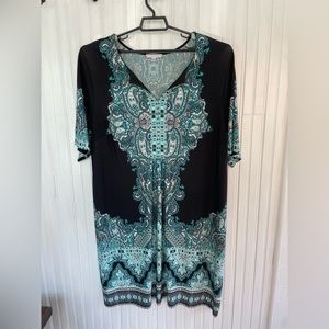 Blue and Back Print summer dress.